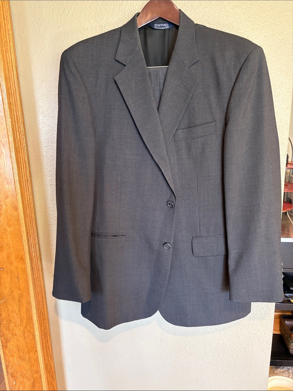 Stafford Charcoal Gray Men's Two-Button Suit